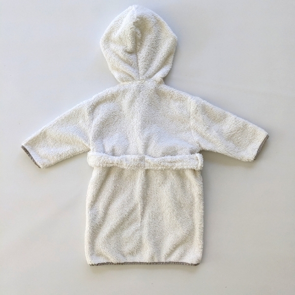 Peacock Alley Plush Bath Robe with Embroidered Rocking Horse and Gray Trim - Picture 2 of 3